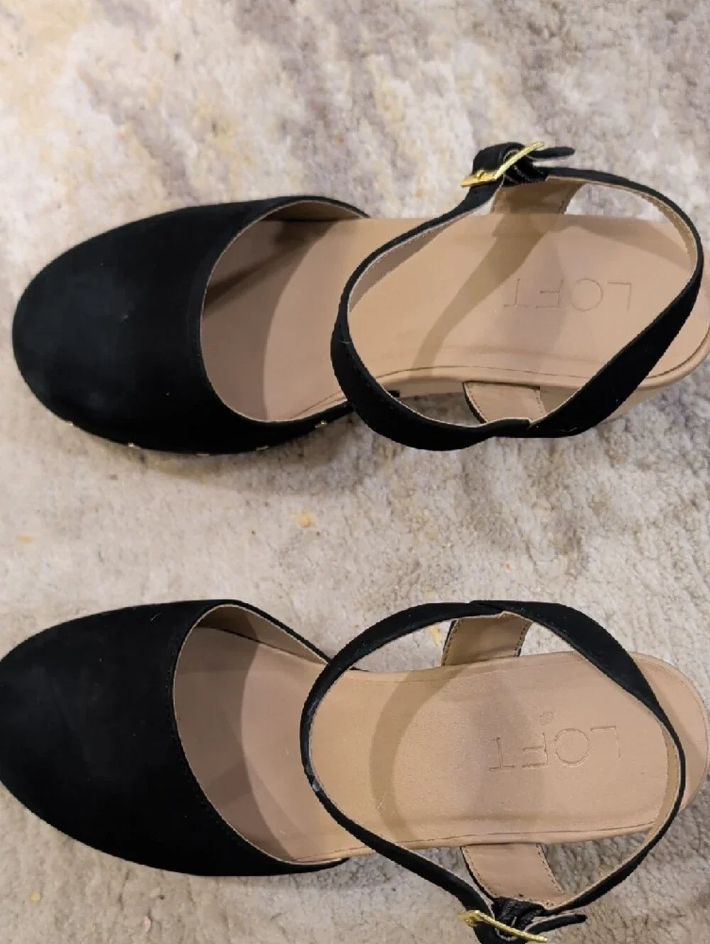 LOFT Black Suede Sandals
